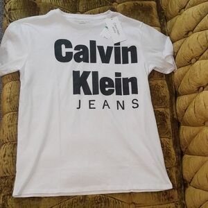 Calvin Klein White Tee with Black Logo